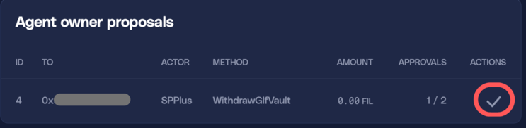 WithdrawGlfVault proposal in Proposals tab
