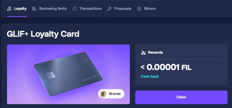 Available FIL reward with Claim and Send buttons