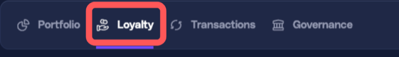 Loyalty tab in the navigation bar