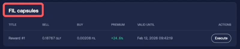 FIL capsules list with Execute button