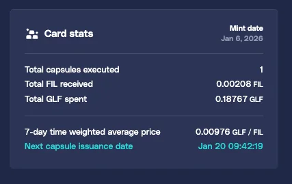 Card stats showing updated capsules execution details