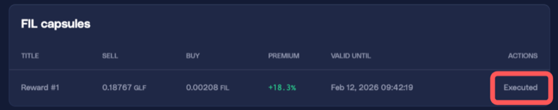 FIL capsules list showing capsule as Executed