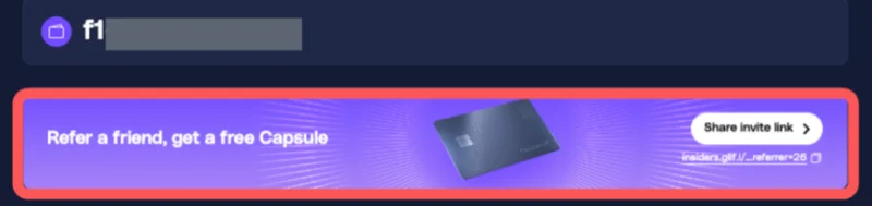 Referral banner after minting is complete