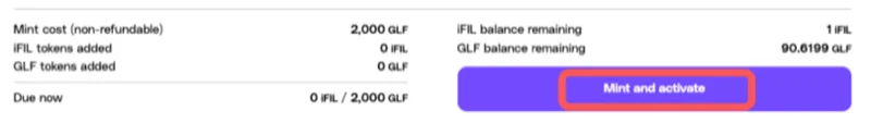 Mint and Activate button