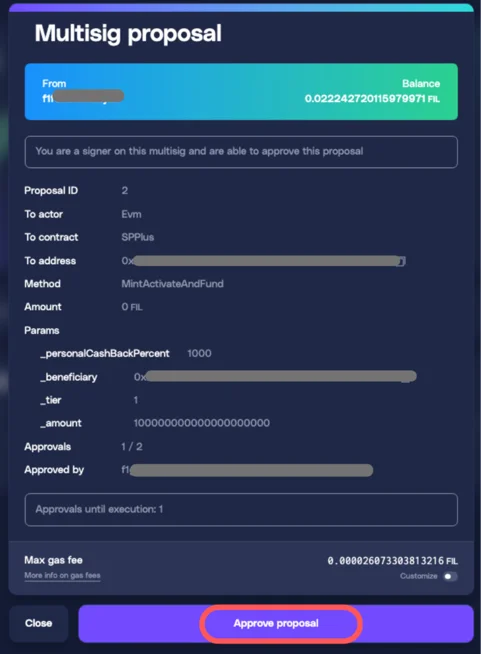 MintActivateAndFund proposal